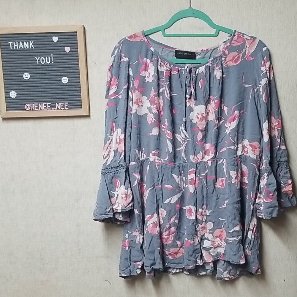 Gray and Pink Boho Top